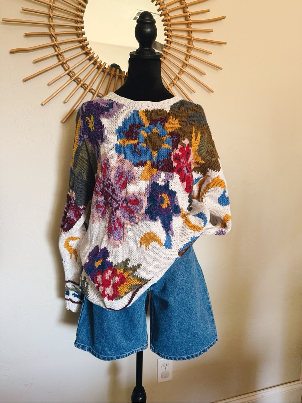 Floral Multicolor Crewneck Women's Sweater